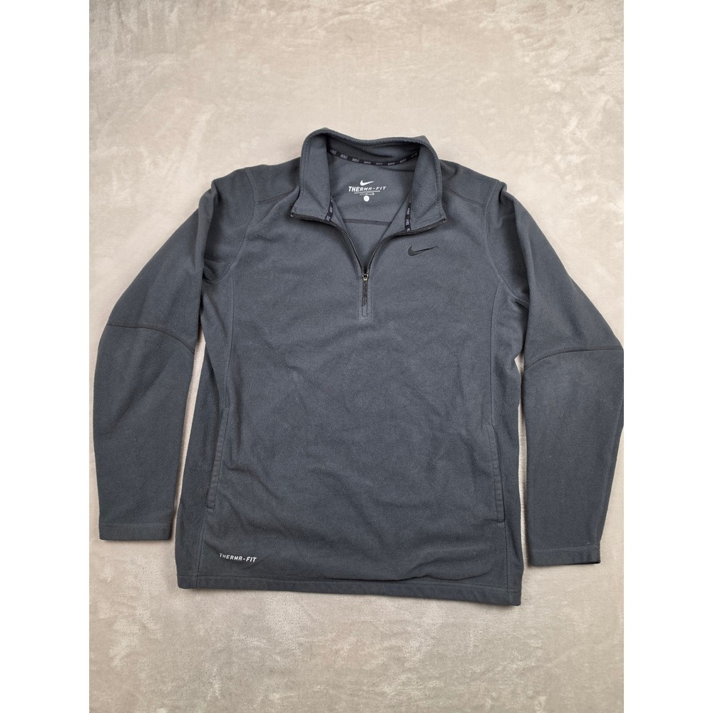 Nike Therma-Fit Quarter Zip Pullover Mens Large Gray Fleece 418343-060